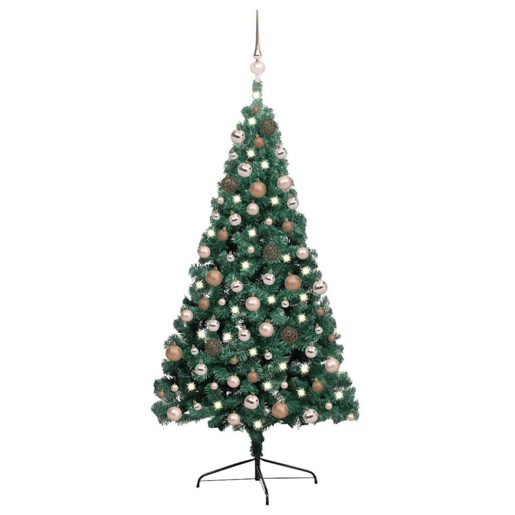 Demi-arbre de Noël artificiel vert 240 cm compact contre le manque de place et 150 LED