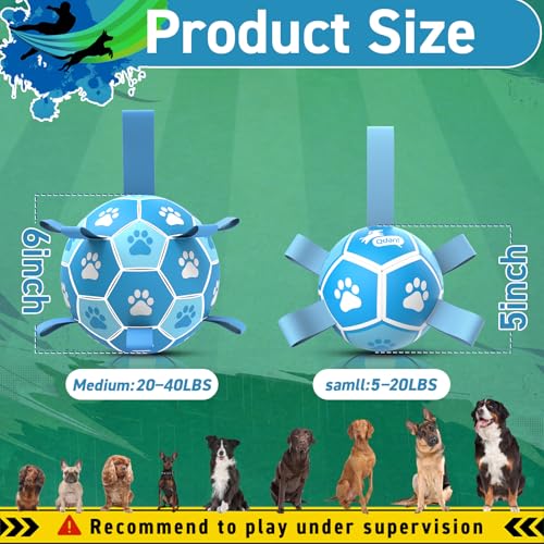 Image of QDAN Small Dog Balls, 5 Inch Dog Soccer Ball with Straps, Outdoor Dog Toys, Pet Training Soccer for Small Medium (5 Inch)