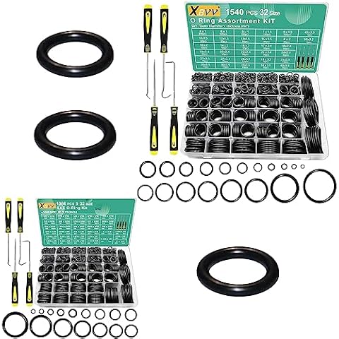 XBVV 1540 Pcs Metric O Ring and 1086 Pcs SAE O Ring Assortment Kit for Automotive Hydraulic Faucet Plumbing Pressure Washer Sealing Repair(2 in1 Kit) Cover