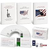 blinvcra Upgrade US Citizenship Flash Cards 2026, New Version with Audio, N-400 Vocabulary Definition, Reading & Writing Test, 128 Q&A, Souvenir Pin, English & Spanish Portable Study Guide