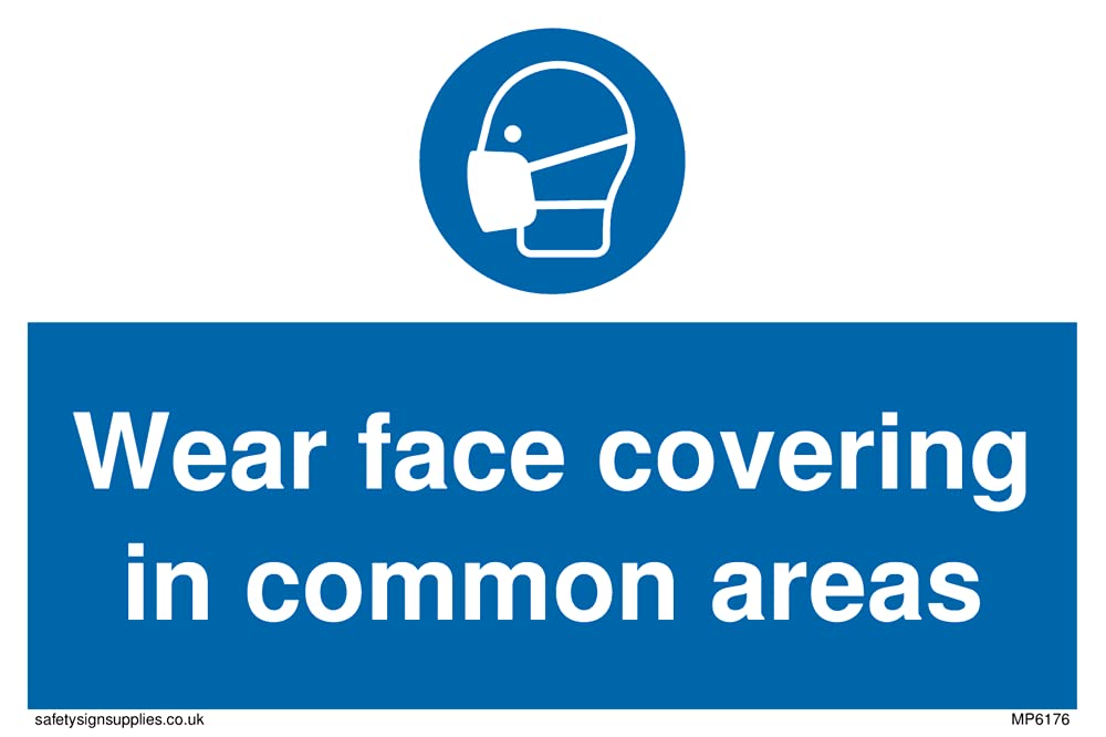 Pack of five - Wear face covering in common areas Sign - 150x100mm - A6L