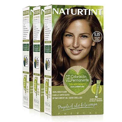 Naturtint | Colorazione Senza Ammoniaca | Copertura dei Capelli Grigi al 100% | Ingredienti Vegetali | Colore Naturale e di Lunga Durata | 6.35 Marrone Cannella Intenso | Confezione da Tre
