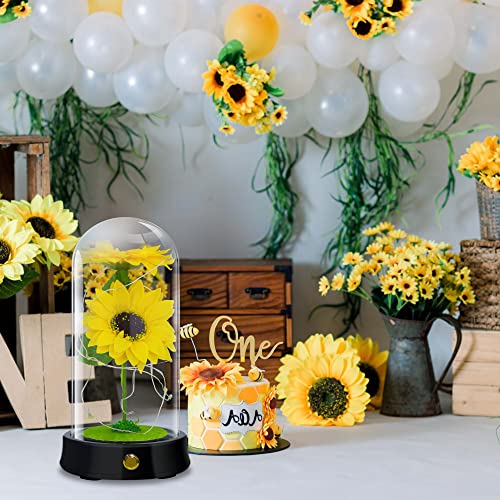 QUELIEN Valentines Day Sunflower Gifts for Her Preserved Sunflower Bouquet in Glass Dome Girasoles para Regalo Valentine Gifts for Women Daughter Mom Wife Girlfriend QUELIEN Valentines Day Sunflower Gifts for Her Preserved Sunflower Bouquet in Glass Dome Girasoles para Regalo Valentine Gifts for Women Daughter Mom Wife Girlfriend - Image 7