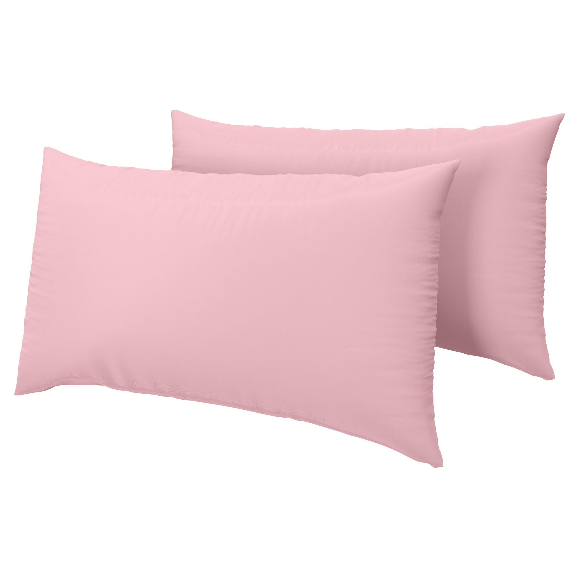 HOME ACE Pink Easy Iron Percale Standard Pillowcases 2 Pack, 100% Poly Cotton Housewife Pillow Cases 50 x 75CM Pack of 2