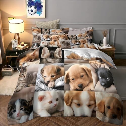 Housse de Couette Chatons Effet 3D Premium et Confortable pour Lit 260x220 cm - 6