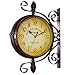 Gartenuhr Outdoor, 15 Zoll Klassisch 360 ° Drehung Beidseitig Bahnhofsuhr Mit Stationshalterung Outdoor Uhr Garten Indoor Outdoor Dekoration Wanduhr Outdoor Gartenuhren
