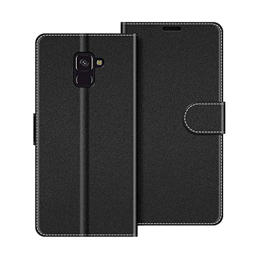 COODIO fodral till Samsung Galaxy A8 2018, magnetiskt flip-fodral telefonfodral kompatibel med Samsung Galaxy A8 2018 mobilfodral, Svart