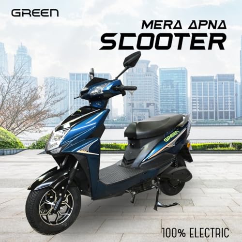 Image of Green Invicta Low Speed Electric Scooter Non RTO 60KM Range with Portable Charger (Blue)