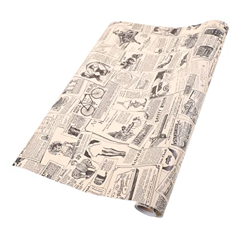 HAMPPLIES Papel Pintado Adhesivo De Pared Estilo Vintage Periódico, Papel De Contacto Vintage Autoadhesivo, Tamaño 45x297 Cm, Para Cocina y Baño, Rollo 1 Unidad, Uso Decorativo Hogar