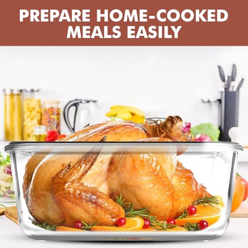 Image of Razab 10 Cups / 80 Oz 4 Pc (Set of 2) Glass Food Storage Containers with Airtight Locking Lids For Storing & Serving Food. BPA Free & Leak Proof - Microwave, Dishwasher, Fridge, Freezer, Oven Safe