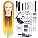 Produktbild Trainingsköpfe für Friseure, SIGHTLING 66cm Übungskopf 100% Synthetischem Haar Frisierkopf Friseurkopf Mannequin-Kopf Mit Halter + DIY Haar Zubehör styling Set