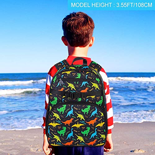 Ftjcf 3Pcs Dinosaur Backpack For Boys, 16" Kids Bookbag And School Bag With Lunch Box Set For Elementary Preschool Kindergarten - Black #TOP1