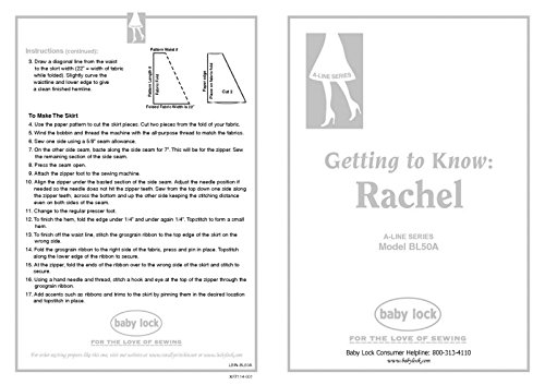 Manual de instrucciones para Baby Lock Rachel BL50A Manual de conocimiento de costura