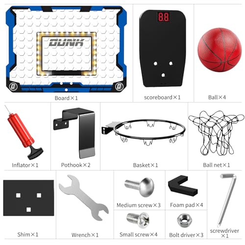 TEMI Basketball Hoop Indoor With 4 Balls, Over The Door for Kids and Adults, Toy Gift for Boys Girls Age 3-12 Years - Image 5