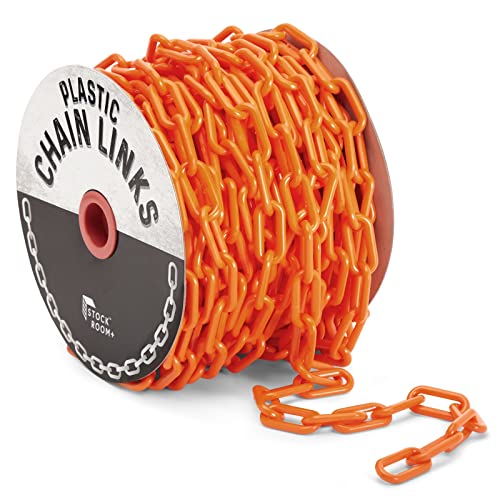 Stockroom Plus 100 Foot Orange Plastic Safety Chain Barrier For Crowd Control, Queue Line, Concerts, Parking (2-Inch Links) #TOP29