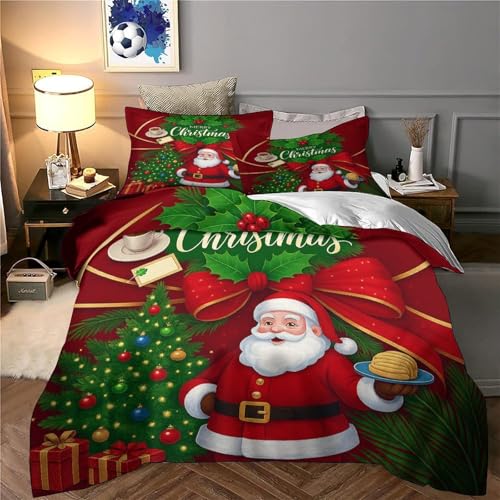 Parure de lit Noël anti-plis avec fermeture éclair pour lit King