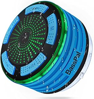BassPal Shower Radios, IPX7 Waterproof Portable Wireless Bluetooth Speaker with LED Mood Lights