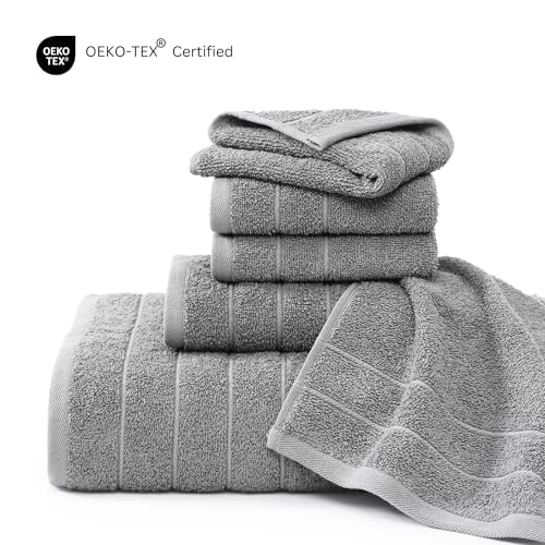 Casa Platino Badetücher, 12-teiliges Handtuch-Set, 4 große Badetücher (76,2 x 152,4 cm), 4 Handtücher und 4 Waschlappen, 100 % ringgesponnene Baumwolle, Handtücher für Badezimmer, – Bild 4