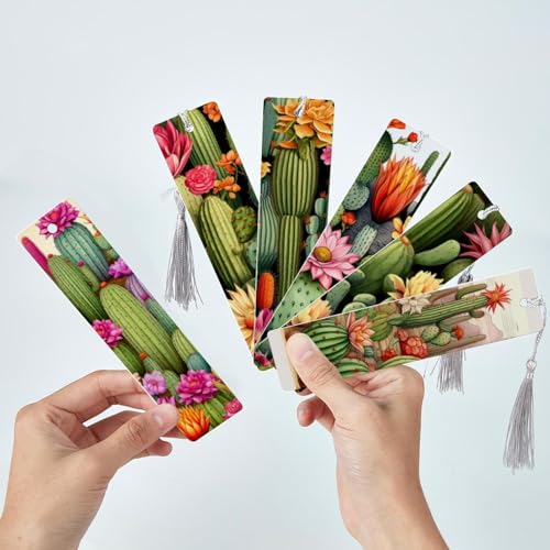 Marque-pages colorés cactus lot de 6 pour lecture