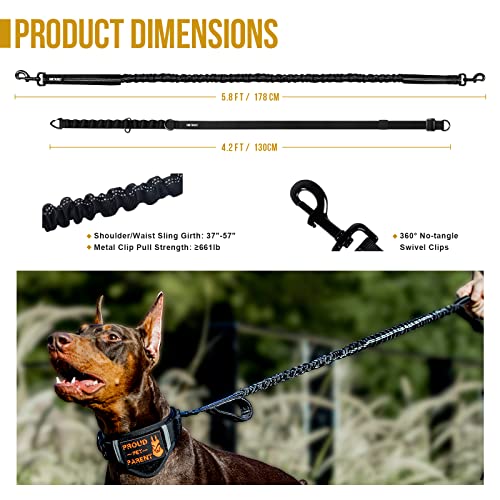 Onetigris Hands Free Dog Leash, Padded Waist Leash For Large Dog Walking, Reflective Bungee For Running, Training, Hiking #TOP3