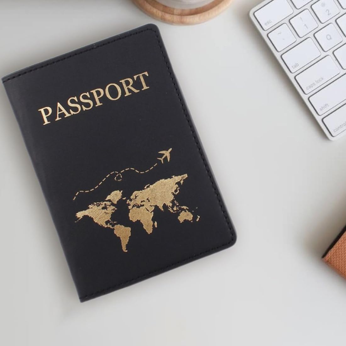 2 Portapassaporto In Pelle Sintetica - Bianco E Nero, Per Documenti E Carte Di Credito - Foto 3