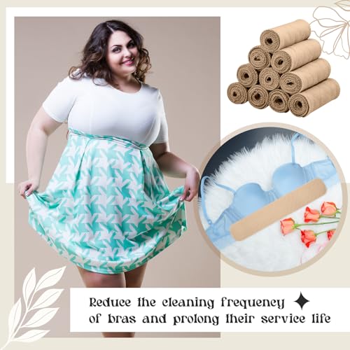 Toulite 10 Pcs Cotton Bra Liners 18 x 3 Inches Rectangle Under Bra Pads 3 Layer Bra Sweat Liners for Women Sweating Supplies