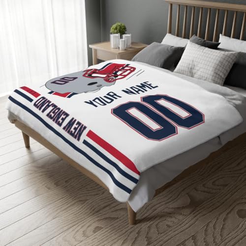 Image of New England Throw Blanket Custom Name and Number Personalized Gifts for Men and Women