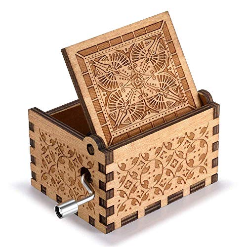Kenon Engraved Wood Music Boxes Handmade Wooden Music Boxes and Songs with Stainless Steel by Music Chests Custom Vintage Hand Crank Musical Box Christmas Birthday Gift (To My Friend) - Image 4