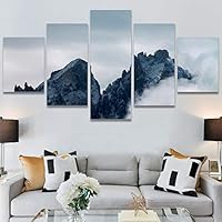 SIGNWIN 5 Panel Canvas Wall Art Snow Mountain for Home Decorations Ready to Hang - 60