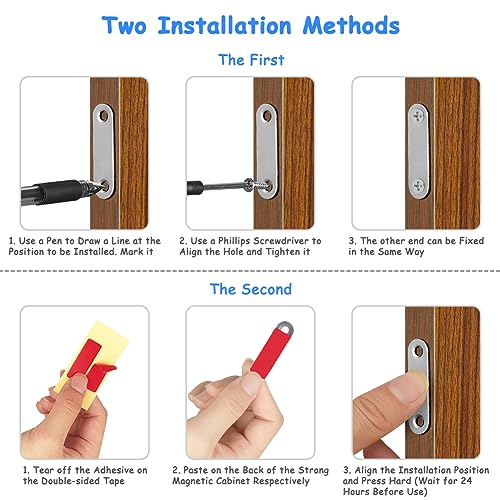 Ainiv Cabinet Magnetic Door Catch, 4 Pack Stainless Steel Cupboard Door Magnet with Double-Sided Tapes & Screws, Strong Door Magnetic Catches for Kitchen Wardrobe Drawer Magnetic Cabinet Door Closure - Thumbnail 4