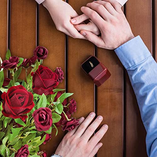 Luxsego Roses Artificial Flowers, Fake Silk Flowers With Pot, Realistic Faux Rose For Home Wedding Office Party Decor, 2023 Gifts For Her Or Birthday, Mothers Day, Anniversary(16.5In, Dark Red) #TOP6