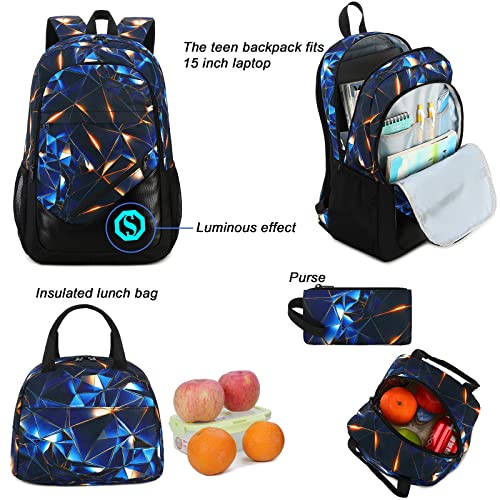 School Backpack for Boys Kids 3Pcs Teens Bookbag Elementary Backpacks Set with Lunch Box and Pencil Case4