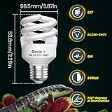 GlowUp 9W Żarówka UVB 10,0 E27 Mała Lampa UVB 10,0 Terrarium AC 220-240V UVA Żółw do Akwarium, Szklany Pojemnik, Karmiący, Żółw, Wąż, Jaszczurka Itp. (1 szt.)