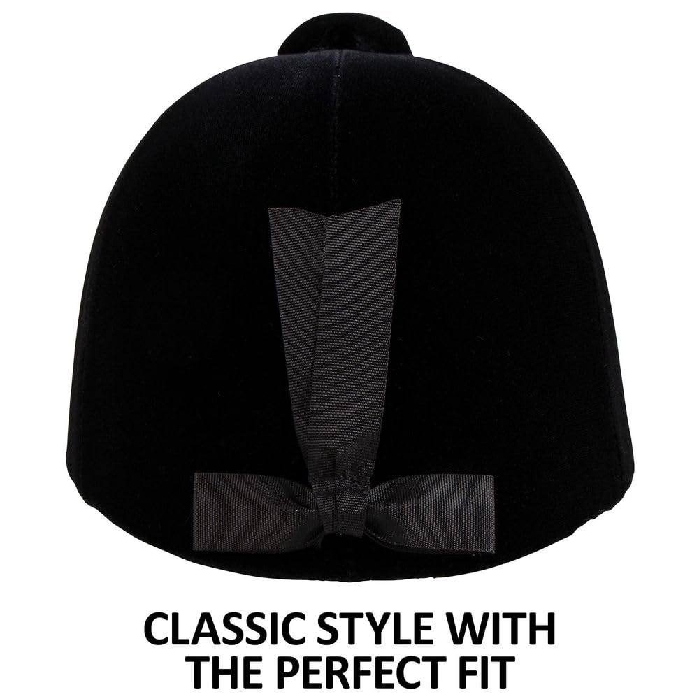 Dura-Tech Velvet Horse Riding Hunt Cap | Classic English Equestrian | Hunter Class Elegance | Use in Breed Show | Color Black | Size 7