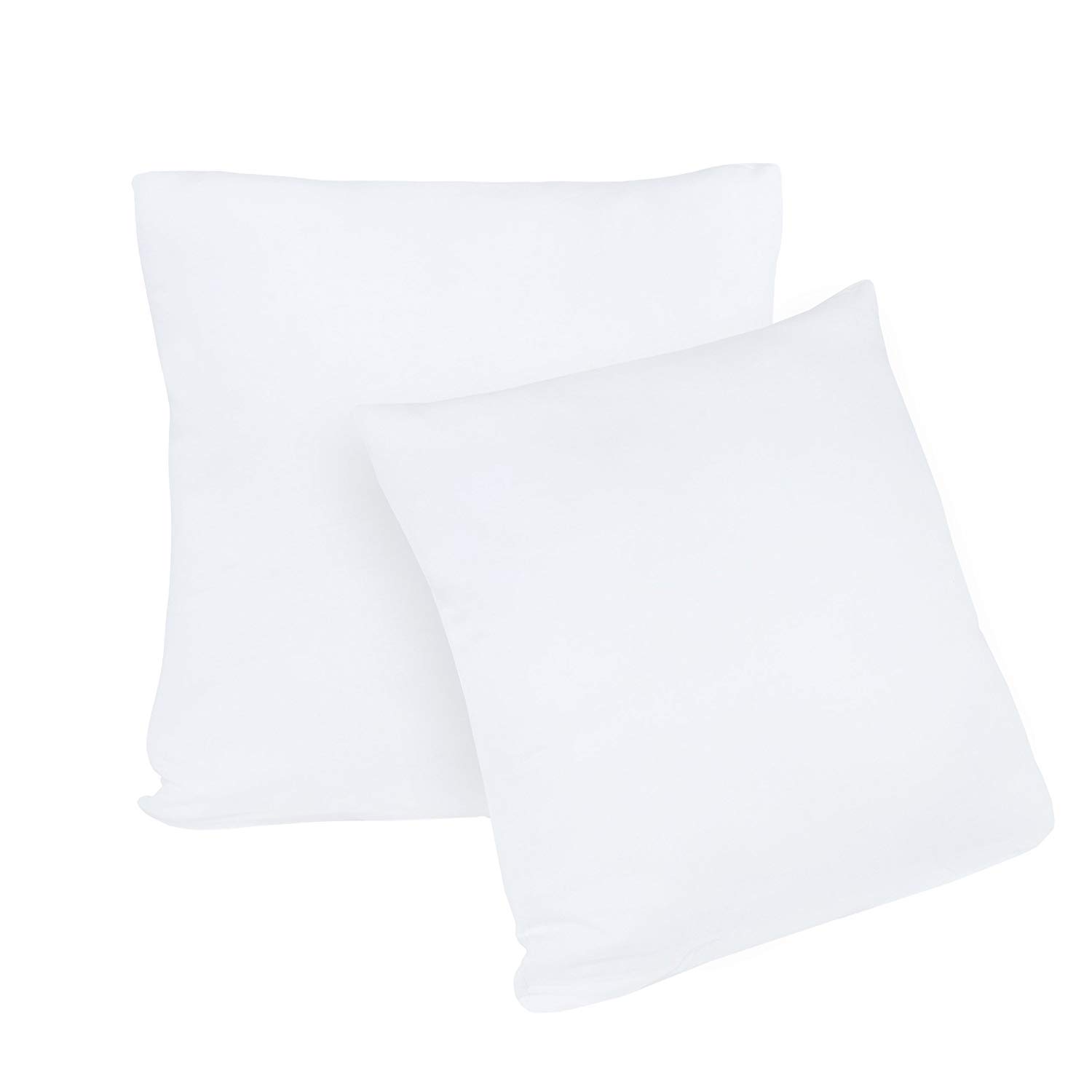Confezione doppia di federe per cuscini, serie jersey, con chiusura lampo, 100% cotone, disponibili in 12 colori moderni e in 4 dimensioni, Tessuto, bianco, 40 x 40 cm