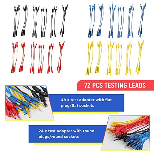 Automotive Circuit Test Leads Kit - Motocoche 92 Pieces Multimeter Multi Function Electric Probe Test Kit With Black Carrying Case Test Lead Set Wire Connectors Adapter Cables #TOP3