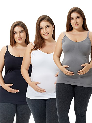 HOFISH Support Nursing Tank Tops for Breastfeeding, Comfort Stretch Maternity Camisoles