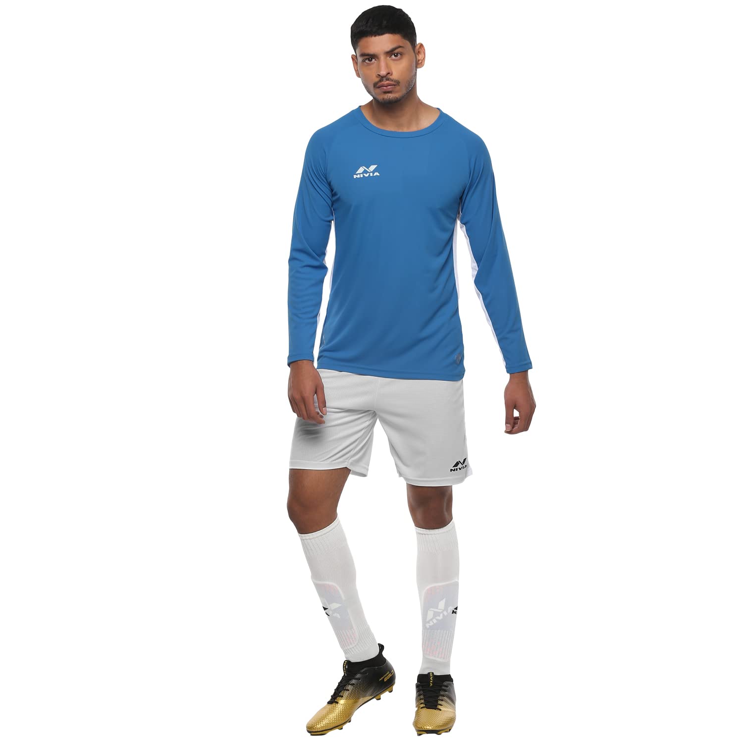 Nivia Encounter Football Jersey Set Full Sleeves for Men (Indigo Blue