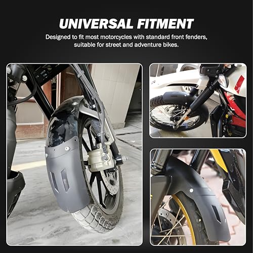 Image of OBEROI'S TRADERS Universal Front Fender Extender Mudguard | Heavy-Duty Matte Black | Mounting Screws | Compatible with Fit All Bikes & Motorcycles