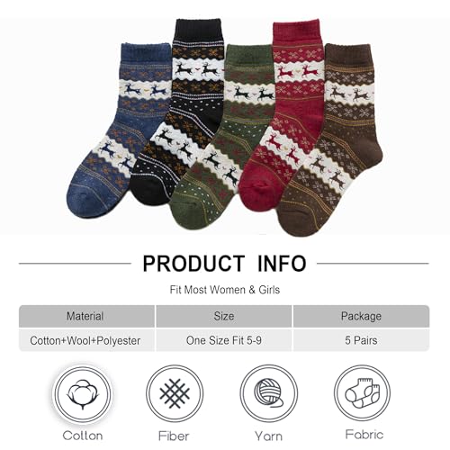 ICEIVY Women's Vintage Casual Crew Cotton Thermal Thick Wool Warm Socks - Gifts — view 4
