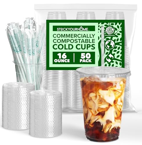Stock Your Home 16 oz Premium Commercially Compostable Cold Cups