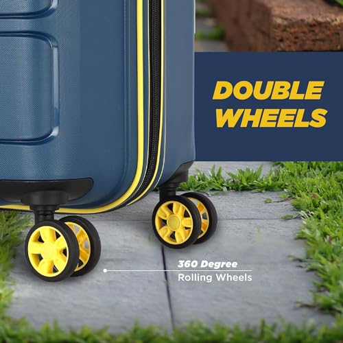 American-Tourister-Kamiliant-Harrier-Zing-56-cms-Small-Cabin-PP-Hard-Sided-8-Wheels-Spinner-LuggageSuitcaseTrolley-Bag-Navy-Double-Wheel