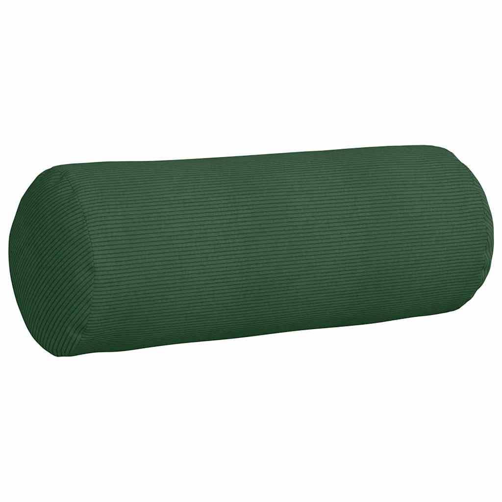 Set di 2 cuscini cervicali, verde scuro, 25 x 70 cm, in velluto a coste | Cuscino cilindrico decorativo per soggiorno e camera da letto con rivestimento sfoderabile in morbido tessuto a coste.