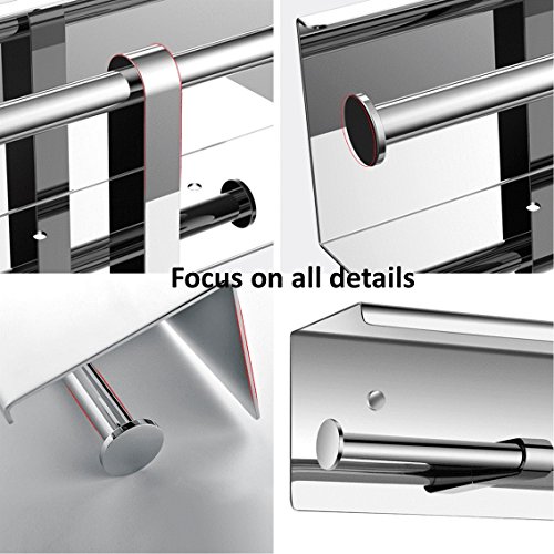 Einfagood Toilet Paper Holder With Shelf, Toilet Paper Holder Adhesive Wall Mount, Toilet Paper Dispenser, Stainless Steel Chrome, 2.16 Lb Heavy (Chrome 2 Rolls) #TOP2