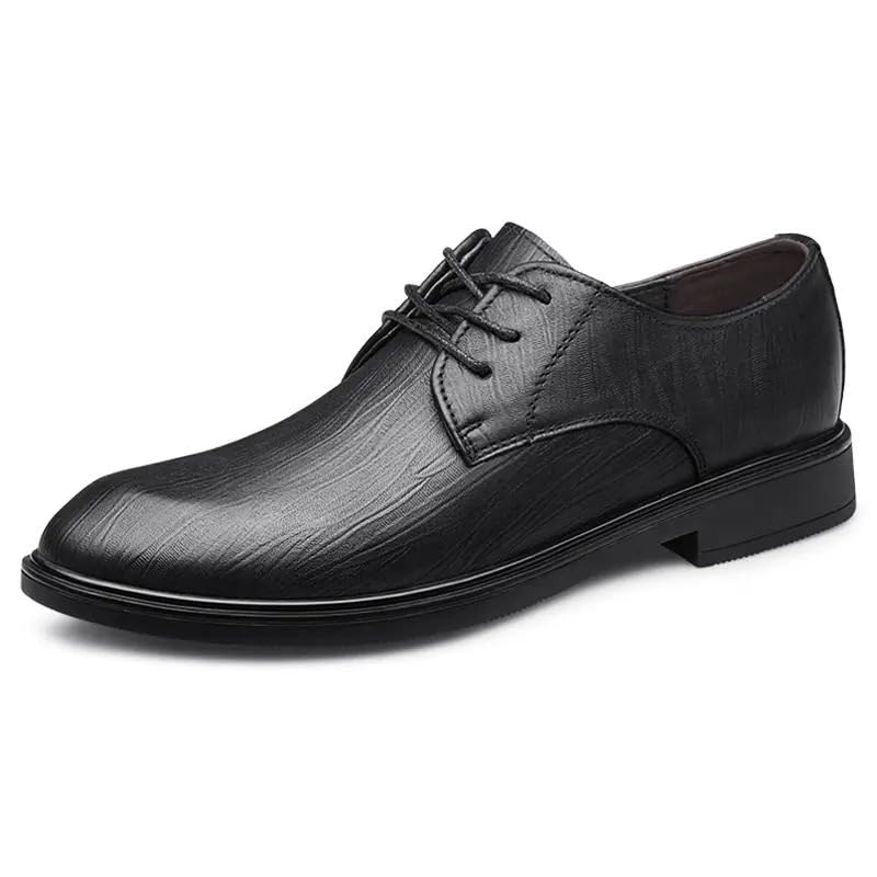 Men's Dress Shoes Pu Leather Breathable Fashion Lace Up Non Slip Rubber Sole Slip Resistant Anti-Slip Prom Wedding Evening(Black,6)2
