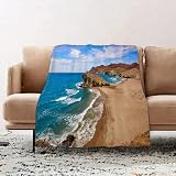 JYLYZZIN Mantas para Sofá de Franela Suave y Acolchada - Manta Polar 100% Microfibra Extra Suave, Manta de sofá,Almería Playa del Monsul Playa en Cabo de Gata en España,76 x 100 cm