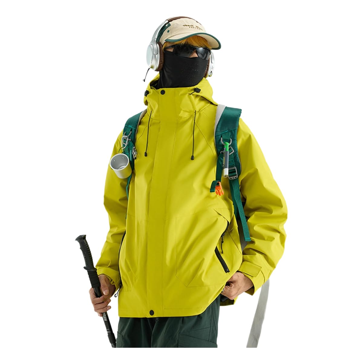 Chaqueta al aire libre cortavientos con capucha desmontable verde XL para ropa de trabajo y parejas