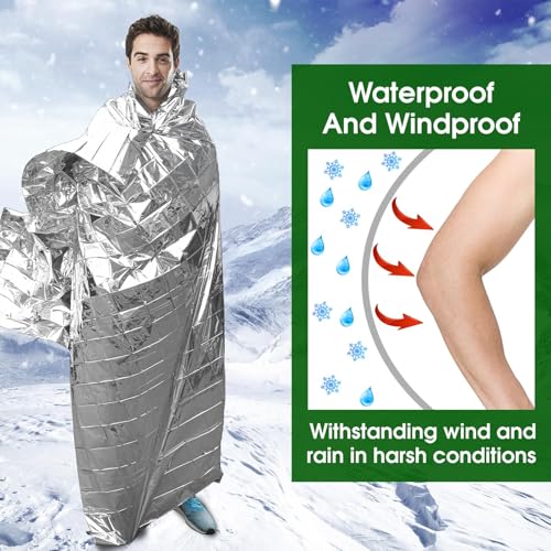 Image of CXYARY 100 Pack Emergency Mylar Thermal Blanket, 84 inch x 52 inch Space Blankets, Emergency Thermal Blanket Space Rescue Survival Gear Camping for Outdoors, Hiking, Camping Survival