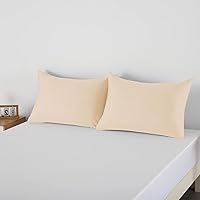 Vista 7 de Juego de 2 protectores de almohada de algodón egipcio 100%, tejido satinado de 400 hilos, protectores de almohada estilo cremallera de fácil cuidado