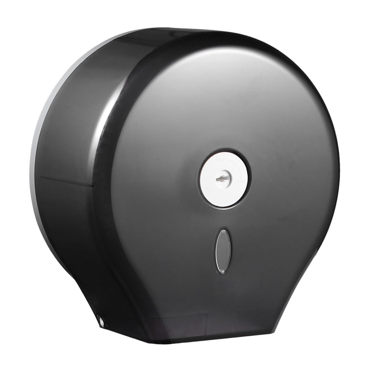 SHERCHPRY Dispensador de Papel higiénico de Pared Redondo en ABS Resistente al Agua con Ventana y Cerradura, Color Negro, para Uso en Bancos y baños